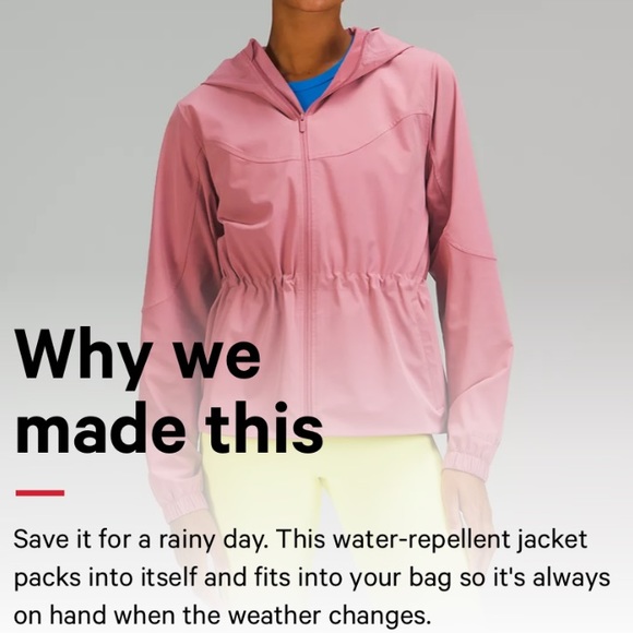 🆕 Lululemon Packable Water-Repellent Jacket in Briar Rose - Picture 7 of 7